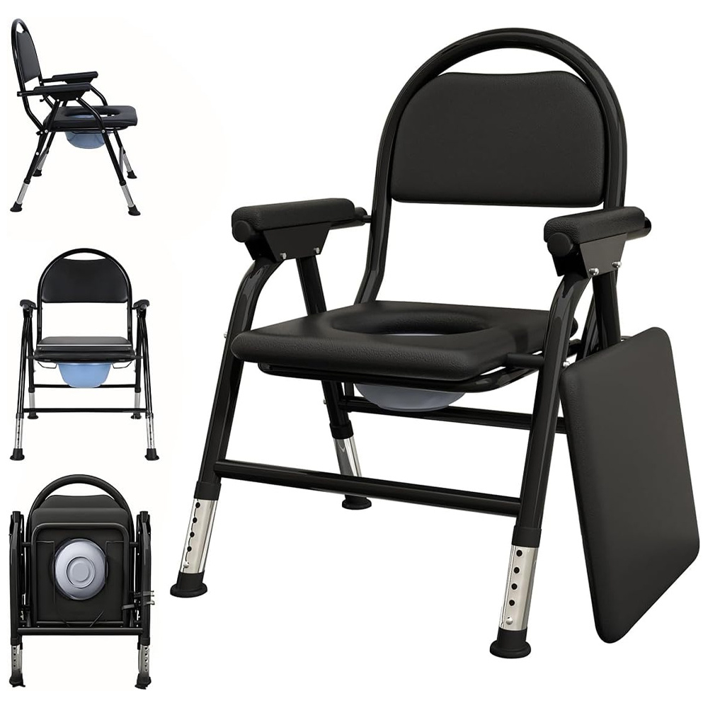 Portable Toilet Chair, Foldable, Height Adjustable, With Anti-slip Base, Compact Chair, Sturdy Structure, , Easy To Clean, Battery-free