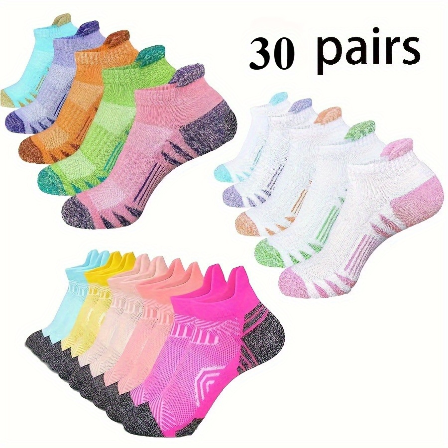 30 Pairs Compression Ankle Socks - Breathable, Cushioned Athletic Liners With Arch Support & Low-cut Design For Running & Casual Attire