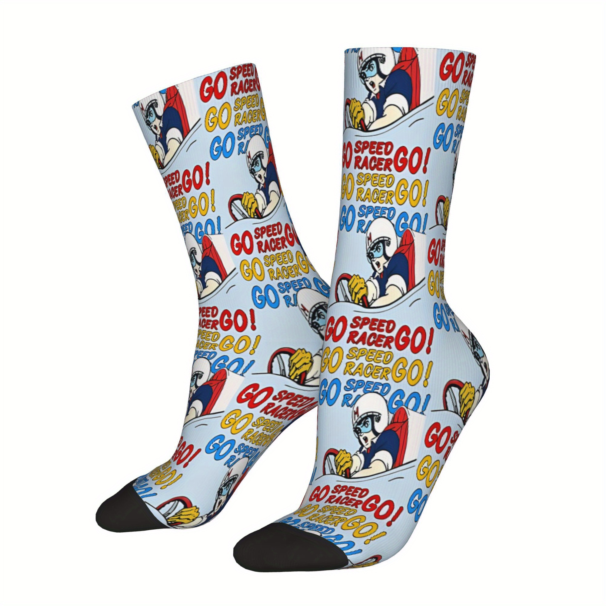 

1 Pair Funny 's Socks Go Go! Vintage Hip Hop Novelty Casual Crew Crazy Sock Gift Printed