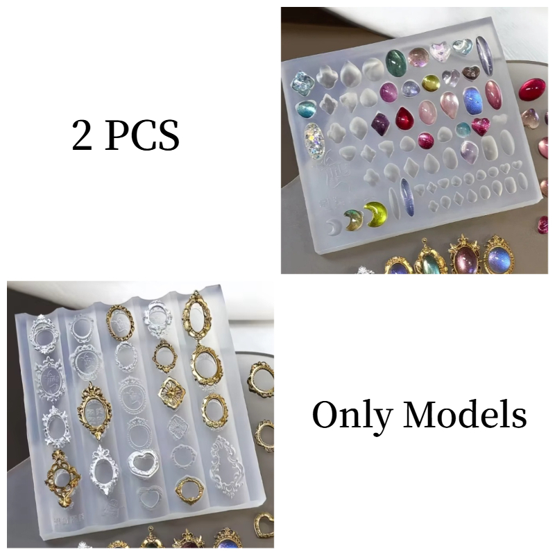 TEMU 2pcs Retro Picture Frame Carving Floral Roman Portrait 3d Relief Nail Transparent Silicone Nail Mold