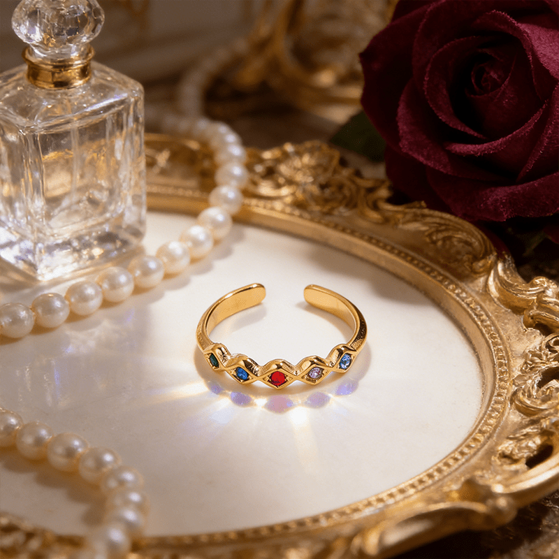 TEMU 1pc - A Stunning With Vibrant Zirconia Stones, From Stainless Steel. This And Fashionable Ring Can Effortlessly Of Any Outfit