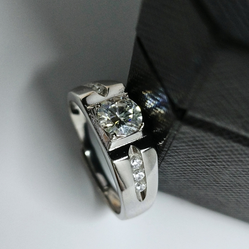 Women's 925 Silver Adjustable Moissanite Ring, Simple Style