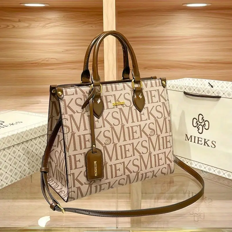 2025 new womens tote bag large capacity beige microfiber with hardware multiple compartments adjustable shoulder strap zipper closure for commuting work casual versatile carryall hardware Product details 3