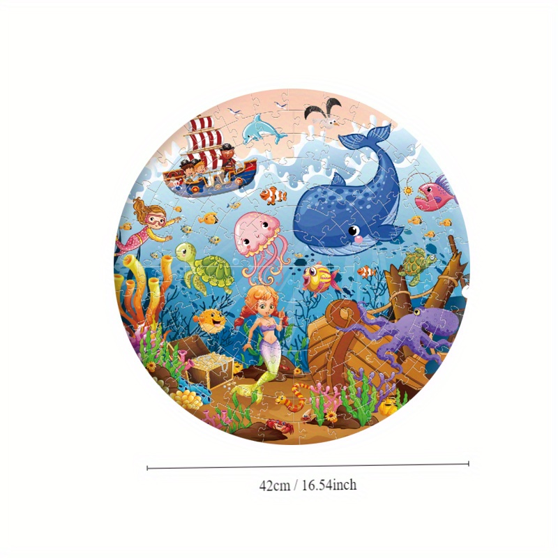 Image of Jigsaw Puzzles For Kids Ageds 3-6 Years, 128pcs Round Sea Animals Paper Puzzles, Kids Puzzles With Colorful , Toys For Children, Kindergarten Rewards Gift