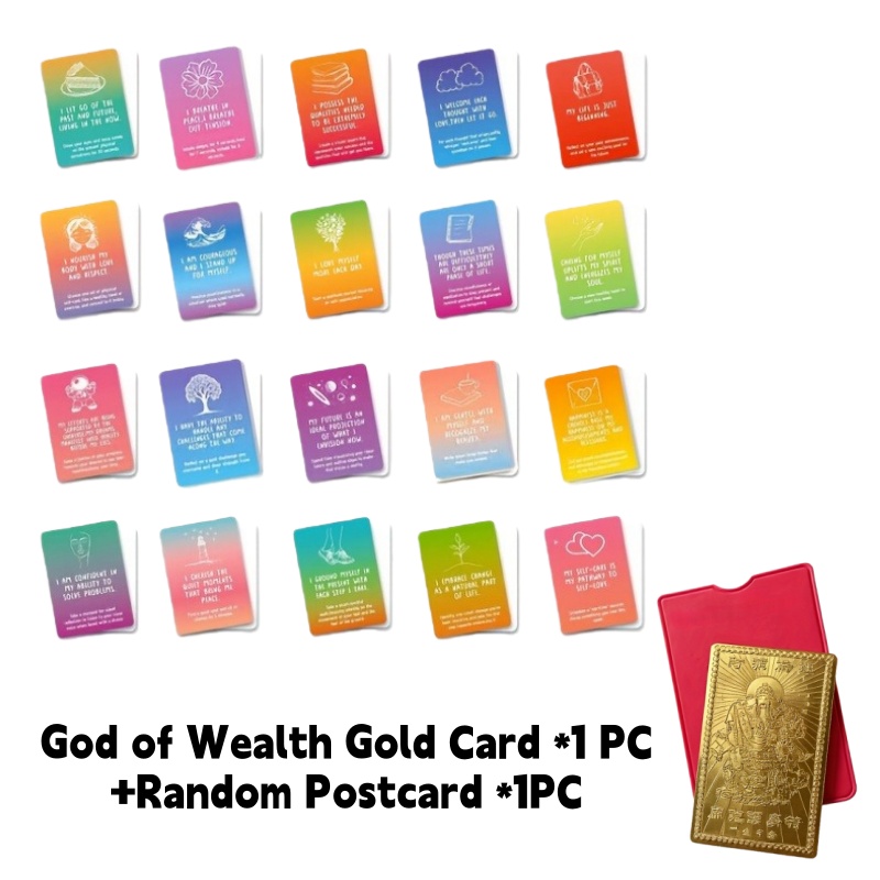 E-shop Five Gods Wohlstandskarte - Goldener Gott des Wohlstands Karte *1 + Zufällige Postkarte *1 - Geschäftlicher Wohlstand und Wohlstandserfolg