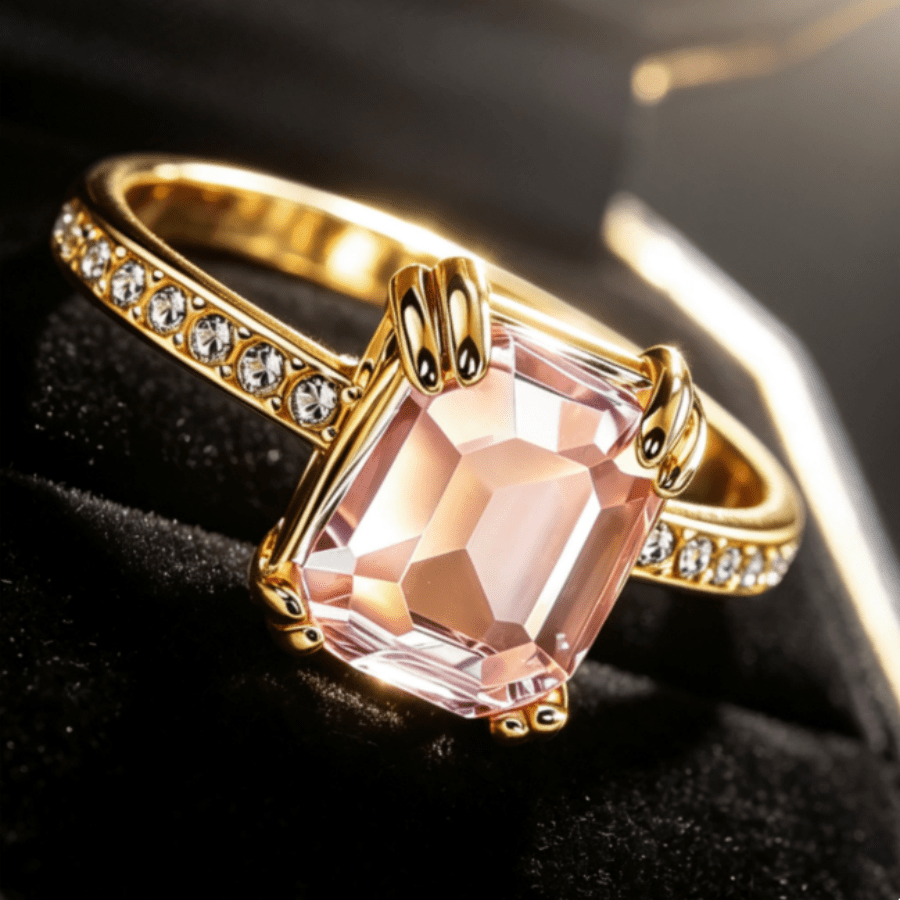 Women's Elegant Pink Synthetic Zirconia Engagement Ring