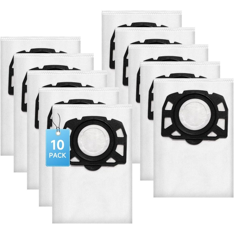 TEMU Lot de 10 sacs d'aspirateur pour WD4 WD5 WD6 WD5P WD6P MV4 MV5 MV6, sacs filtrants en molleton, sacs de rechange KFI 487, sacs filtrants, sacs à