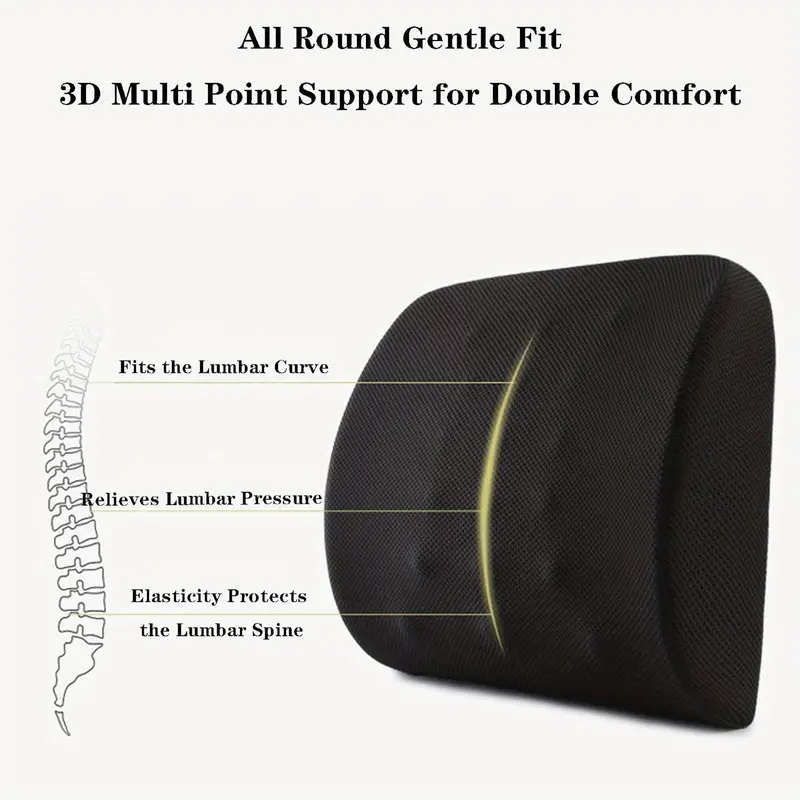 ergonomic lumbar support pillow with posture back cushion for office chair car seat gaming desk with adjustable strap lightweight portable for or gray lumbar cushion home seating durable construction remote workers Product details 10