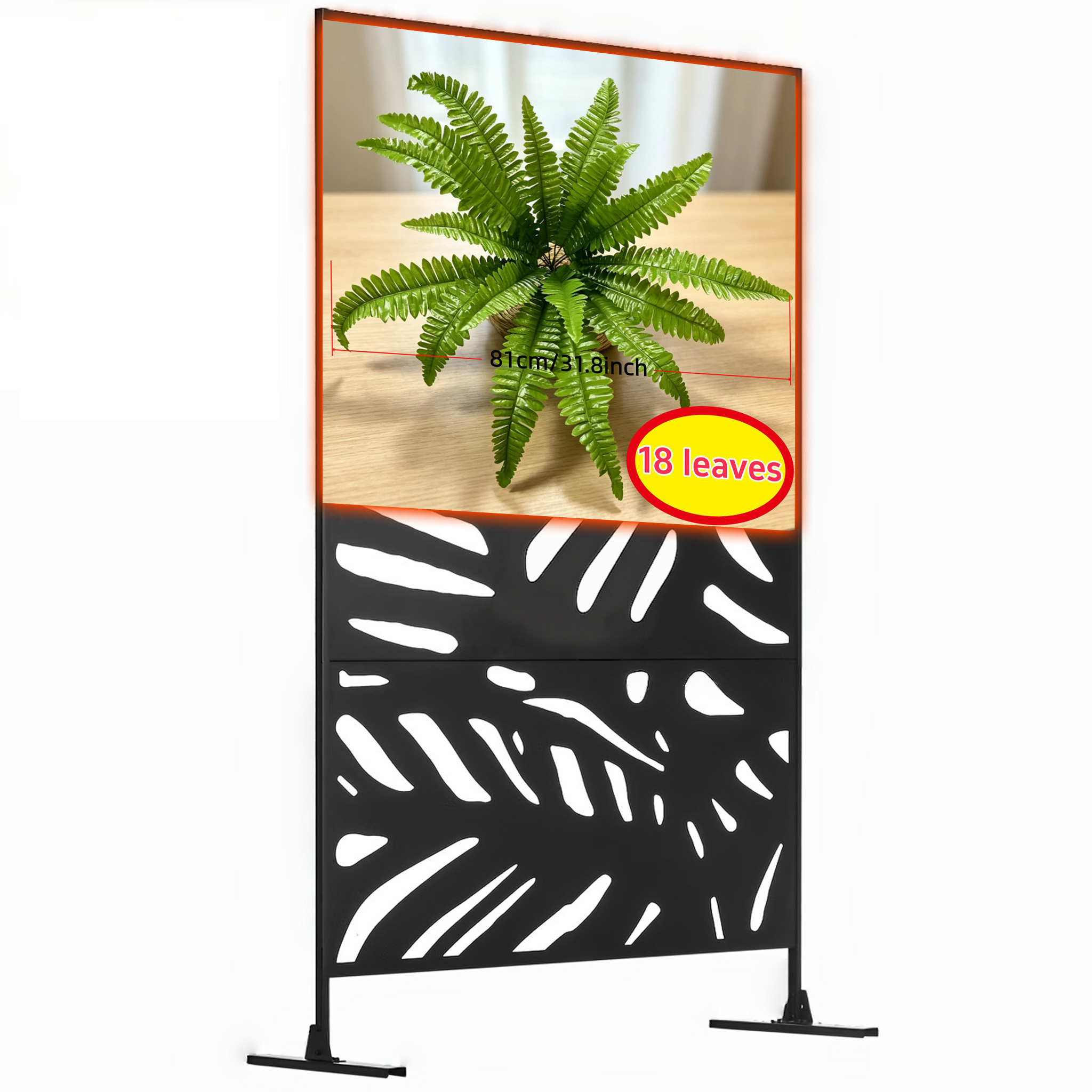 TEMU 1pc 18-leaf Large Boston Fern Artificial Plant, 34-inch Realistic Faux Greenery, Suitable For Outdoor Decor, Home Office, Garden Porch Barn