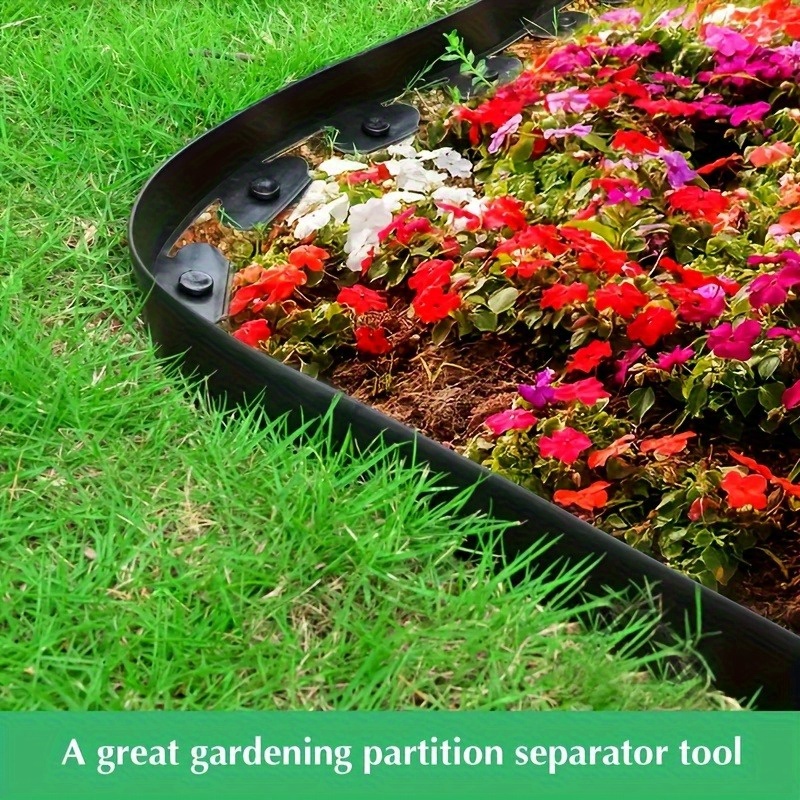 10m 33ft no dig flexible plastic garden   strip with 30 anchoring spikes   terrace board for flower beds and landscaping lawn border natural look durable plastic