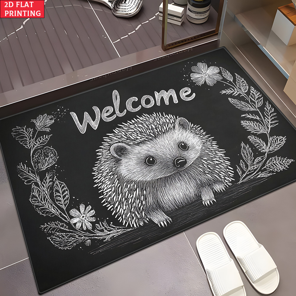 TEMU Plat 2D, Plat 2D 1 pièce Paillasson Hérisson de 850 g/m², Tapis d'Extérieur, Tapis de Sol pour Salle de Bain, Tapis Absorbant en Microfibre
