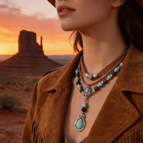vintage multi layer necklace for women ethnic style pendant neck chain bohemian style versatile jewelry