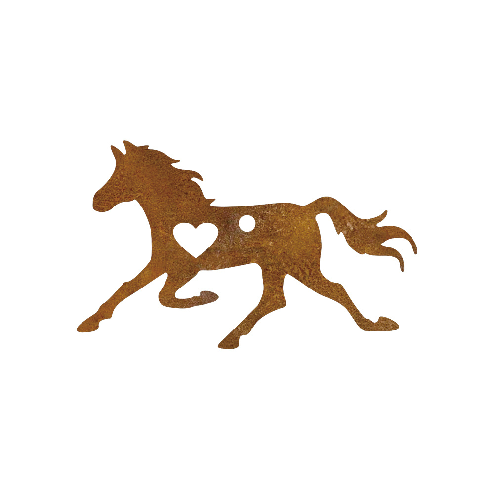 TEMU Of Rustic Metal Horse Decoration, Featuring An Elegant With A Heart Cutout - Rusted Iron Wall Decor Suitable For Indoor And Outdoor Holiday