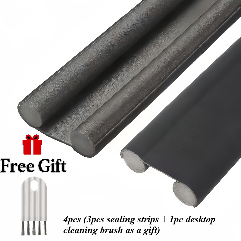 TEMU 4pcs (3pcs Sealing Strips And 1pc Desktop Cleaning Brush) Commercial To Home Use Door Sealing Strip - Silent, Windproof Door Bottom, Windproof
