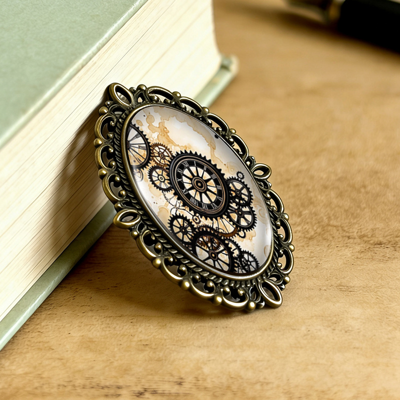Steampunk Gears Brooch, Unique Gift for Collectors