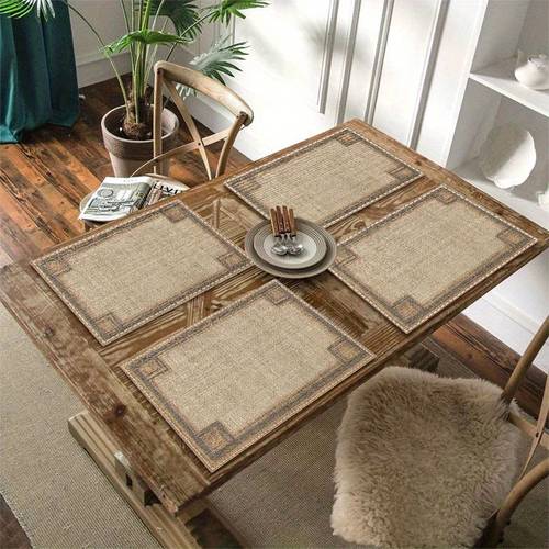 6pcs 4pcs textured placemats suitable for dining tables washable rectangular table with suitable for seasonal decor suitable holiday parties home decor hand washable for everyday use 2d flat