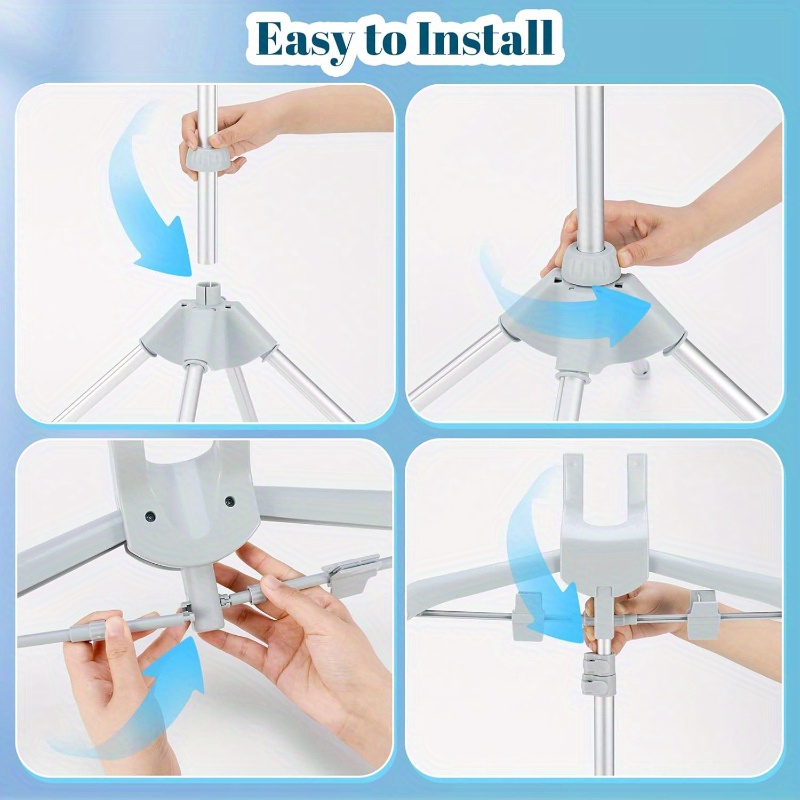 adjustable foldable garment steamer stand with 2 clips freestanding ironing rack for bedroom closet no power needed details 3