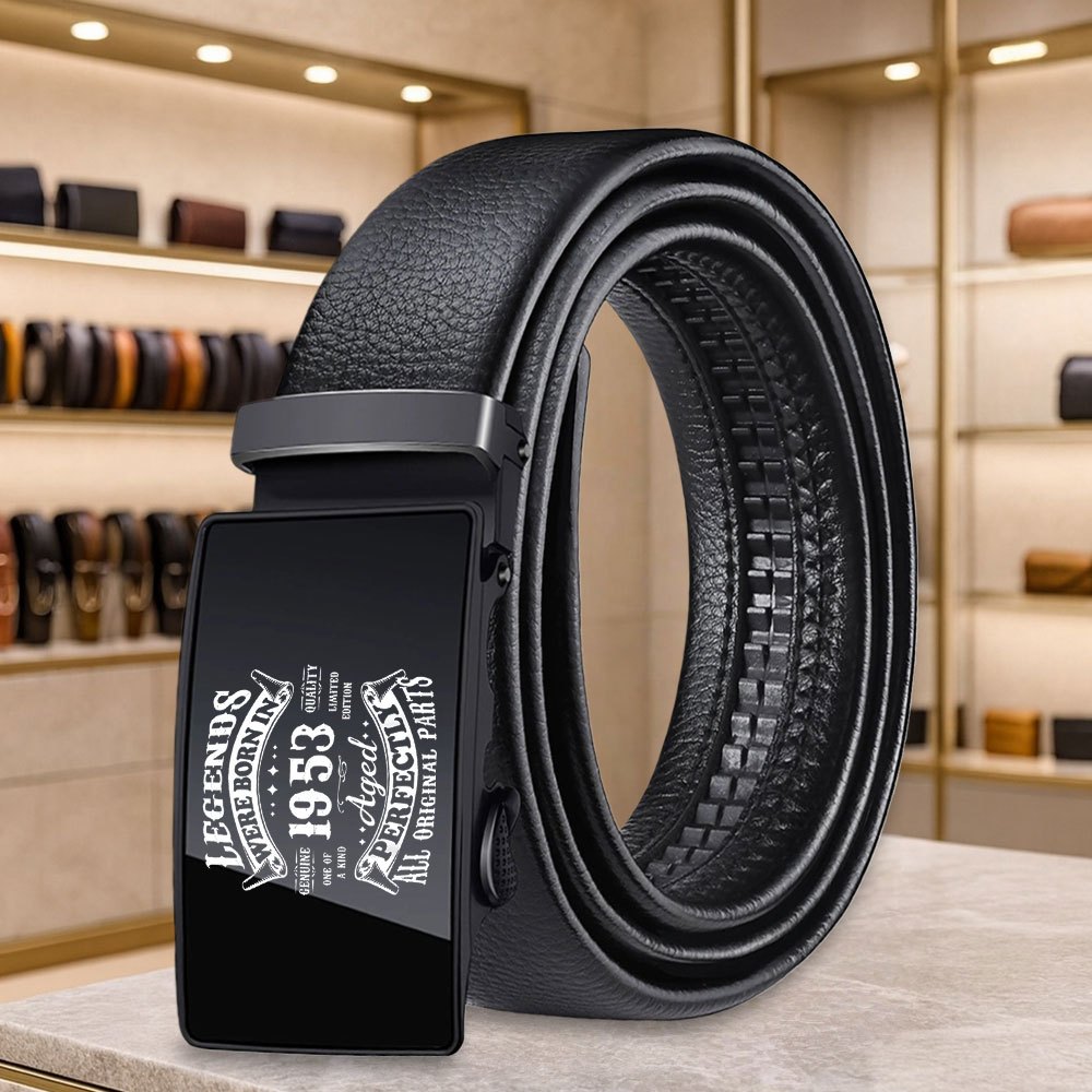 TEMU Born In 1953 Printed Men's Novelty Belt, Fashionable Solid Color Accessory, Trendy Jeans Standard Belt, Unisex, Popular Matching Accessory,