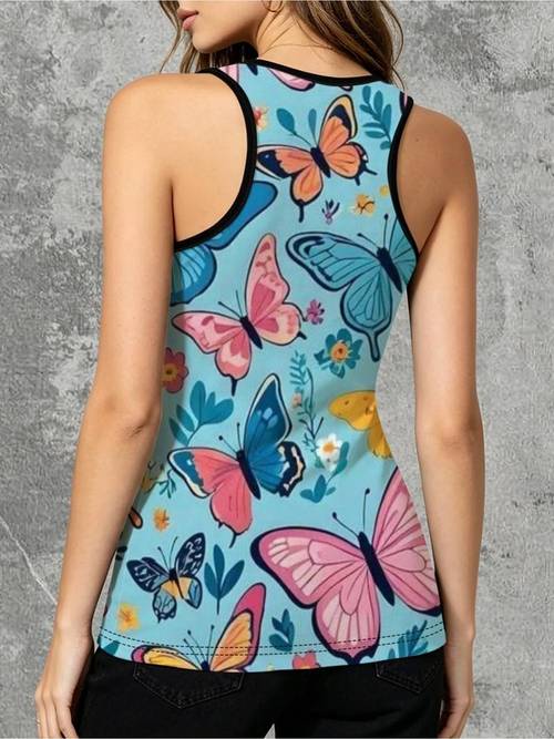 womens sleeveless top colorful floral pattern light polyester material mixed color multiple sizes stylish design for ladies daily wear casual occasions