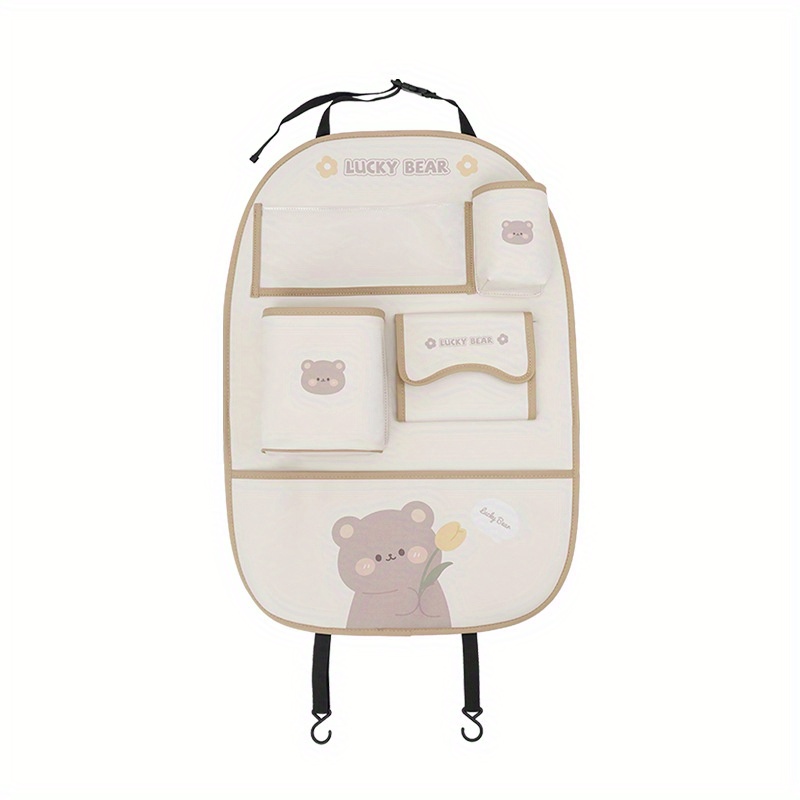 TEMU Car Kick Mats, Cute Backseat Storage Bags For Car Seats, Protective And Dirt-resistant Backrest Organizers.