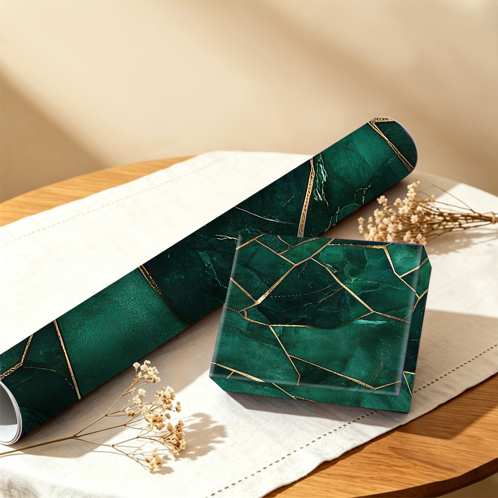 TEMU 1 Roll, 2d 19.69x118.11in Luxury Emerald Green Marble Wrapping Paper, Material For Birthday Gift Boxes, Bridesmaid Gifts, Holiday Presents,