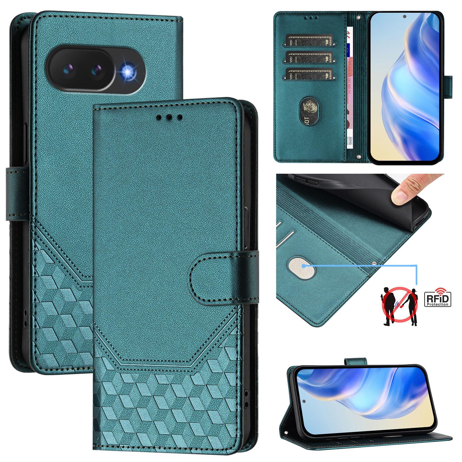 TEMU Phone Case - Compatible With Google Pixel 10a, This Faux Leather Phone Case Features A Lanyard, A Wallet Design With 4 Card Slots, And A