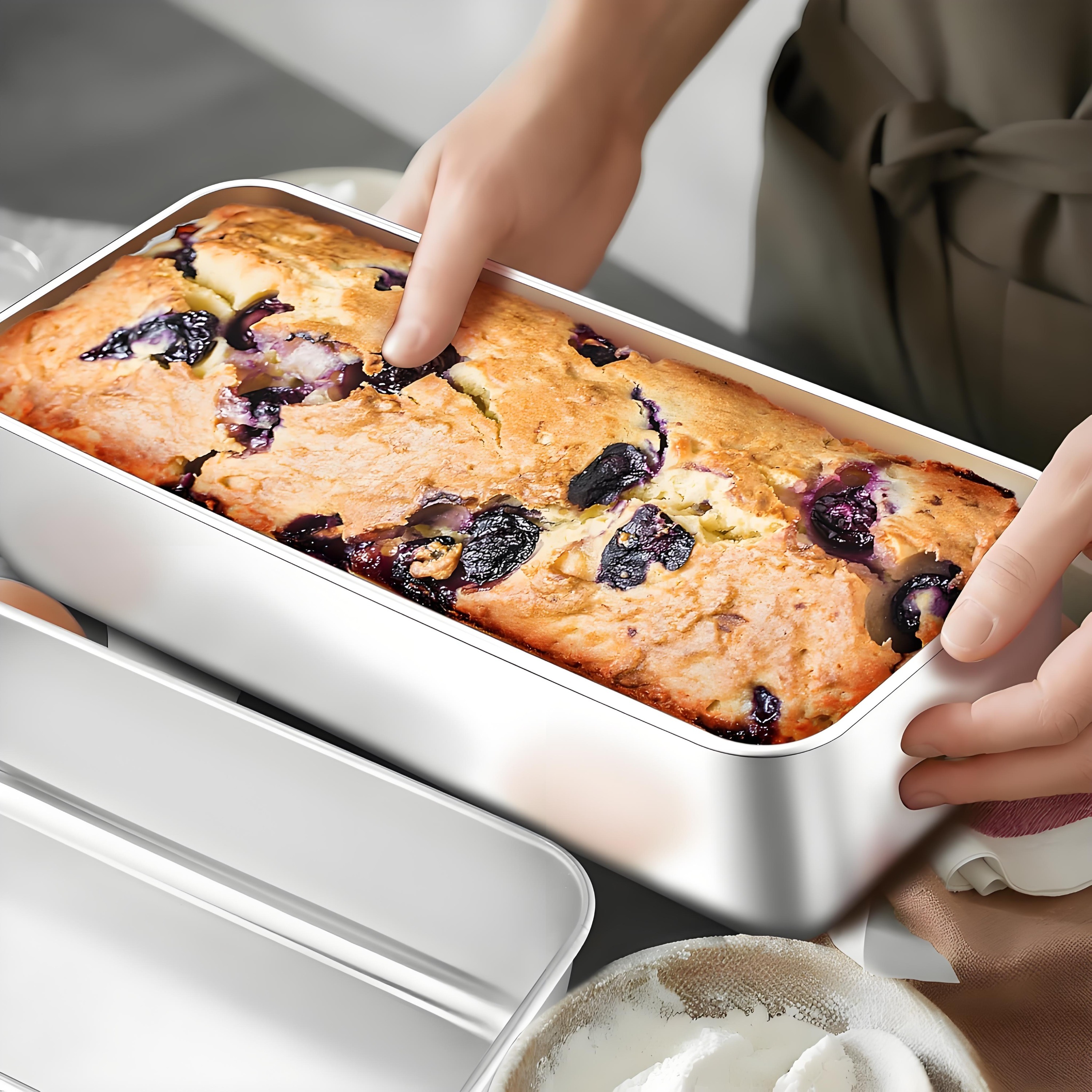 2pcs Rectangular Stainless Steel Bread Pans Set