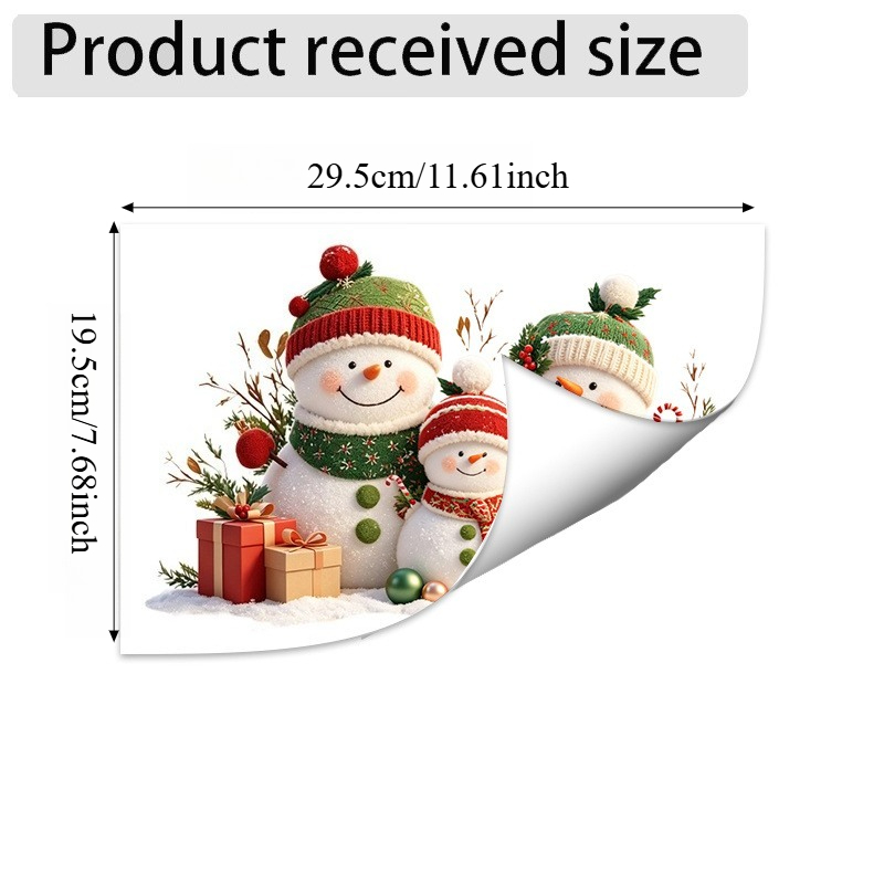 TEMU 2d Flat, 2d Flat Printed Christmas Snowman Family Of 3 Window Decal, Featuring A Creative And Fun Pattern Of 3 Snowmen Wearing Knitted Hats And