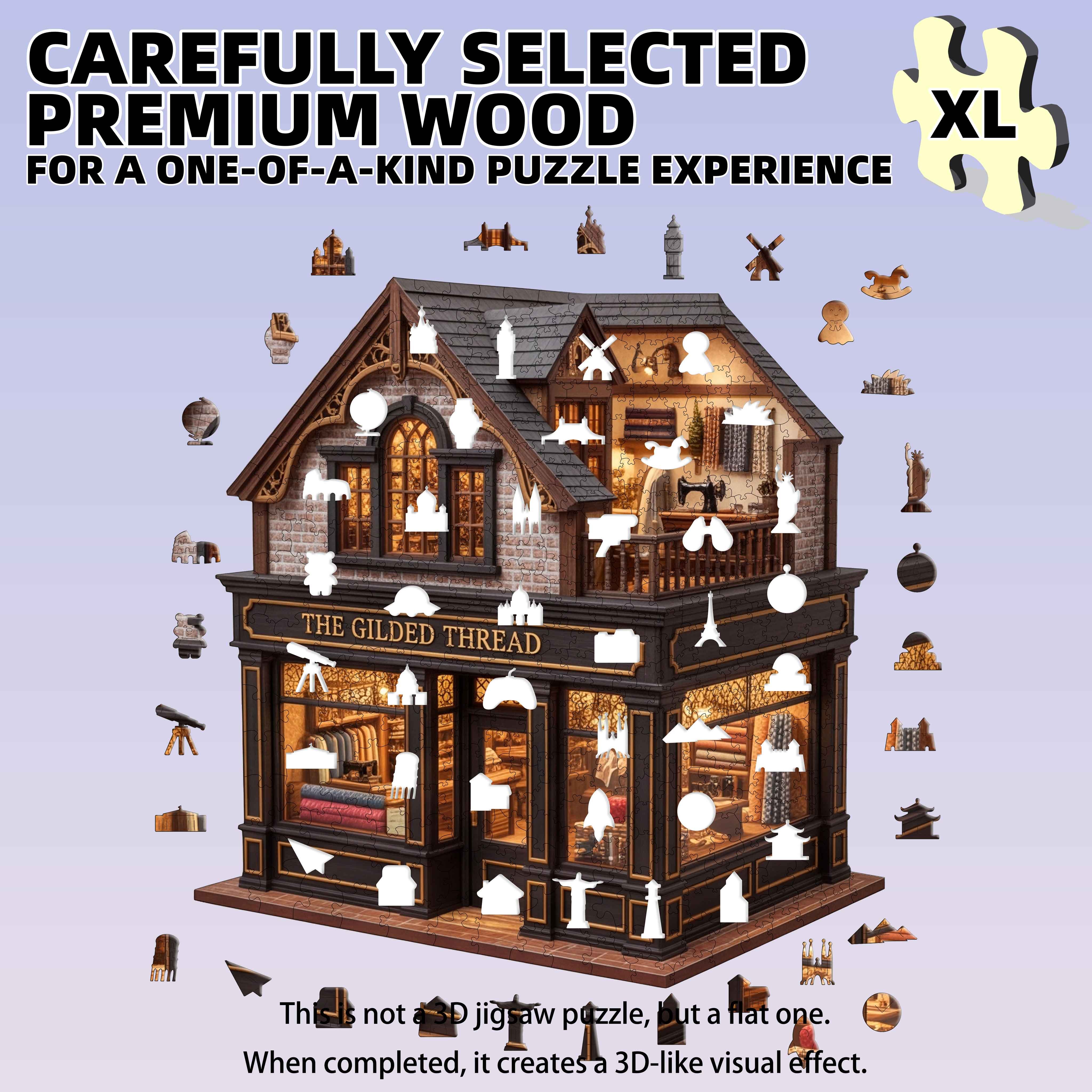 502pcs Tailor Shop Model Wooden Puzzle, Gift for Ages 14+