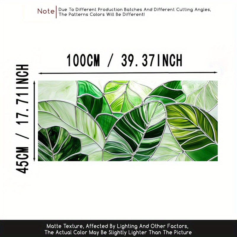 TEMU 1pc Leaf Pattern Static Cling Window Film, Pvc Privacy Decorative Frosted Glass Sticker, Removable & Reusable, 39.37x17.71 Inches, For