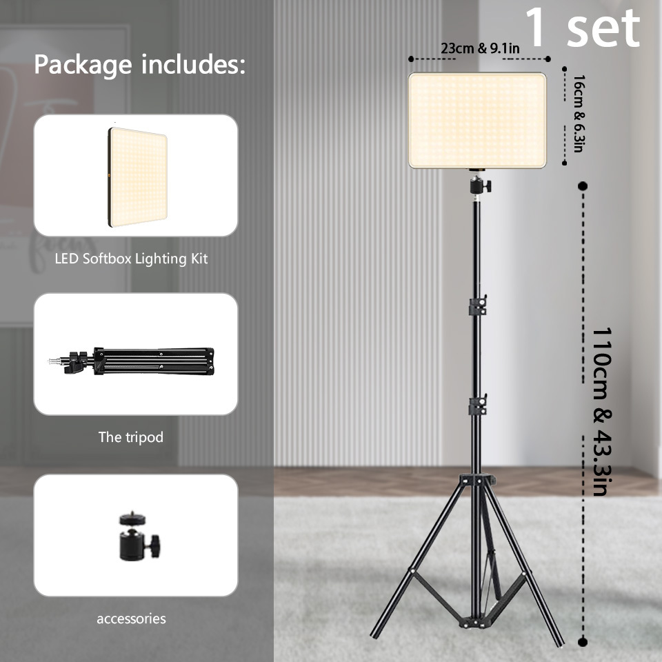 Image of 11-inch Led Video Fill Light Panel, Photography Lighting Kit With 1.1m/43.3in And 63-inch Adjustable Tripod Stands, For Vlogging, Speedlight Shooting, Makeup, Meeting, Group Selfie, And Live Streaming