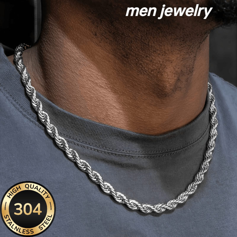 Minimalist 4mm Twisted Clavicle Necklace, Unisex Stainless Steel