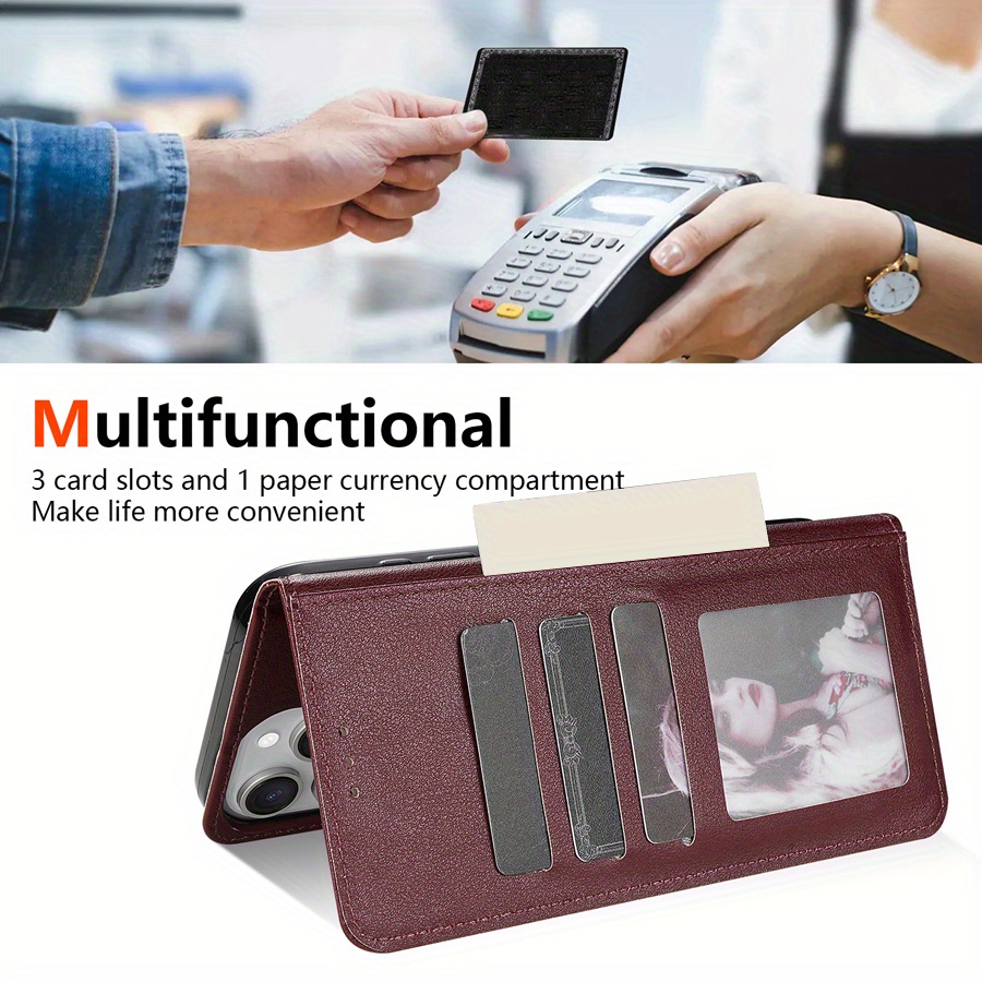 Magnetic Flip Case Made of Synthetic Faux Leather for Samsung Galaxy Models, Featuring a Card Slot And Kickstand, Designed to Protect Against