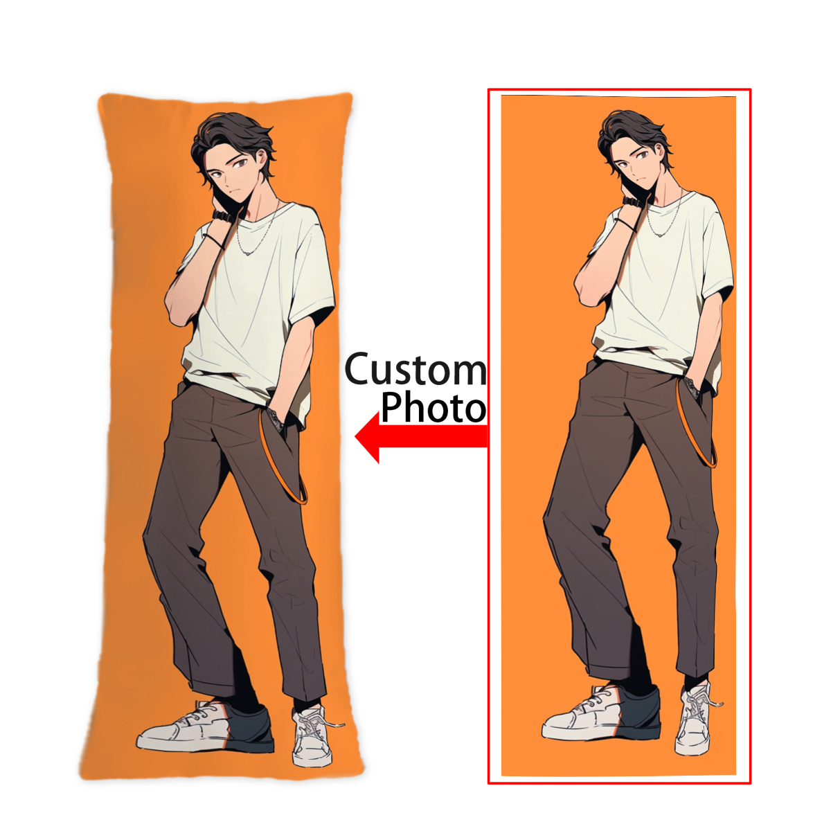 TEMU [customizable] Anime Couple Photo Body Pillowcase - Ideal Gift For Family, , Or Yourself ( Halloween & Christmas)
