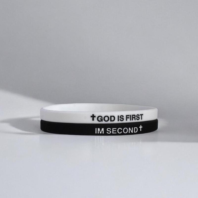 2 Pack- God Is First Bracelet Im Second Motivational Message Bracelet Thin Style Religious(set Of 2 Bracelets)