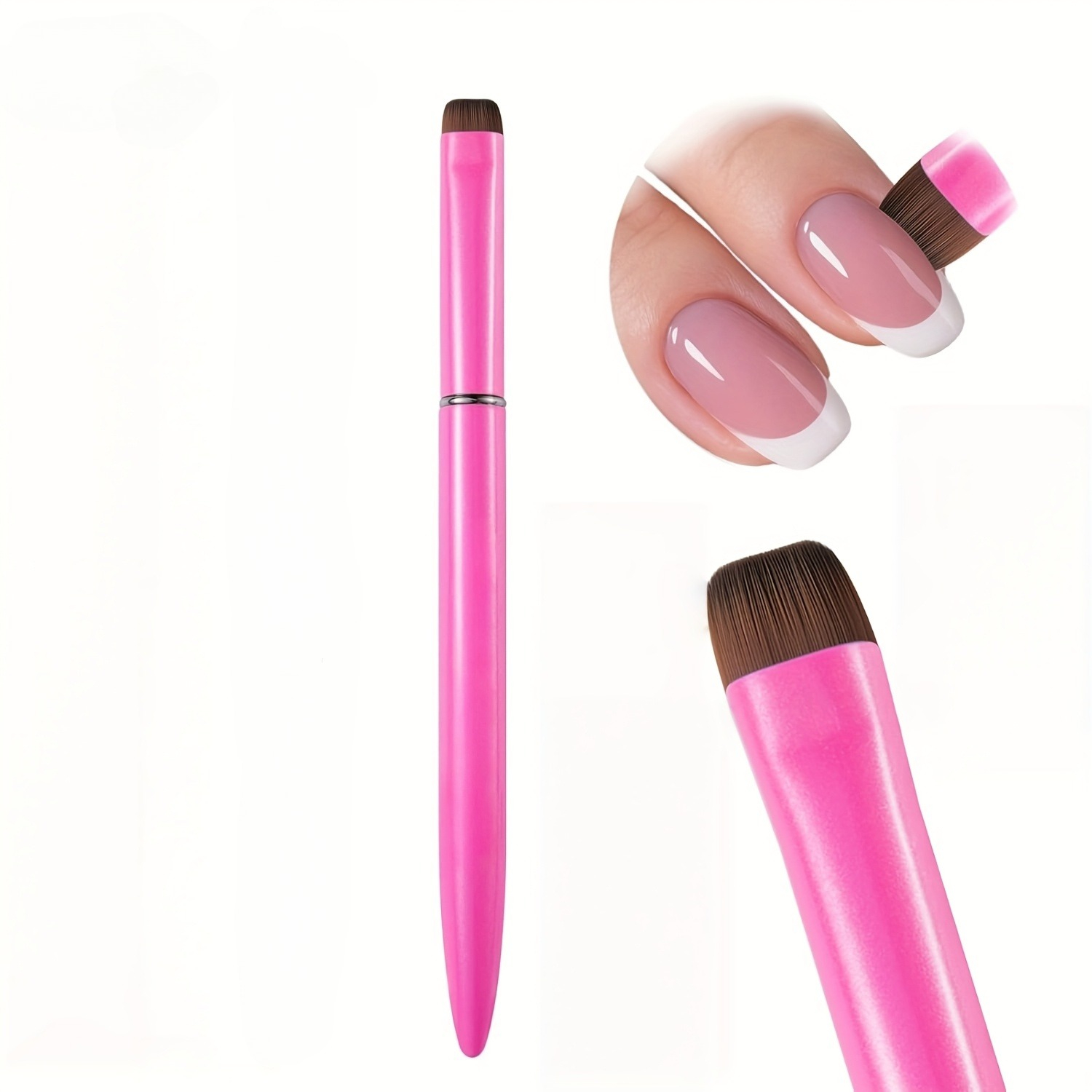 3-in-1 French Nail Brush For Gel & Acrylic Nails - Multi-functional Tips, Fine Nail Art Brush, Precise Cleaning, Nail Polish Remover, Nail Polish Brush