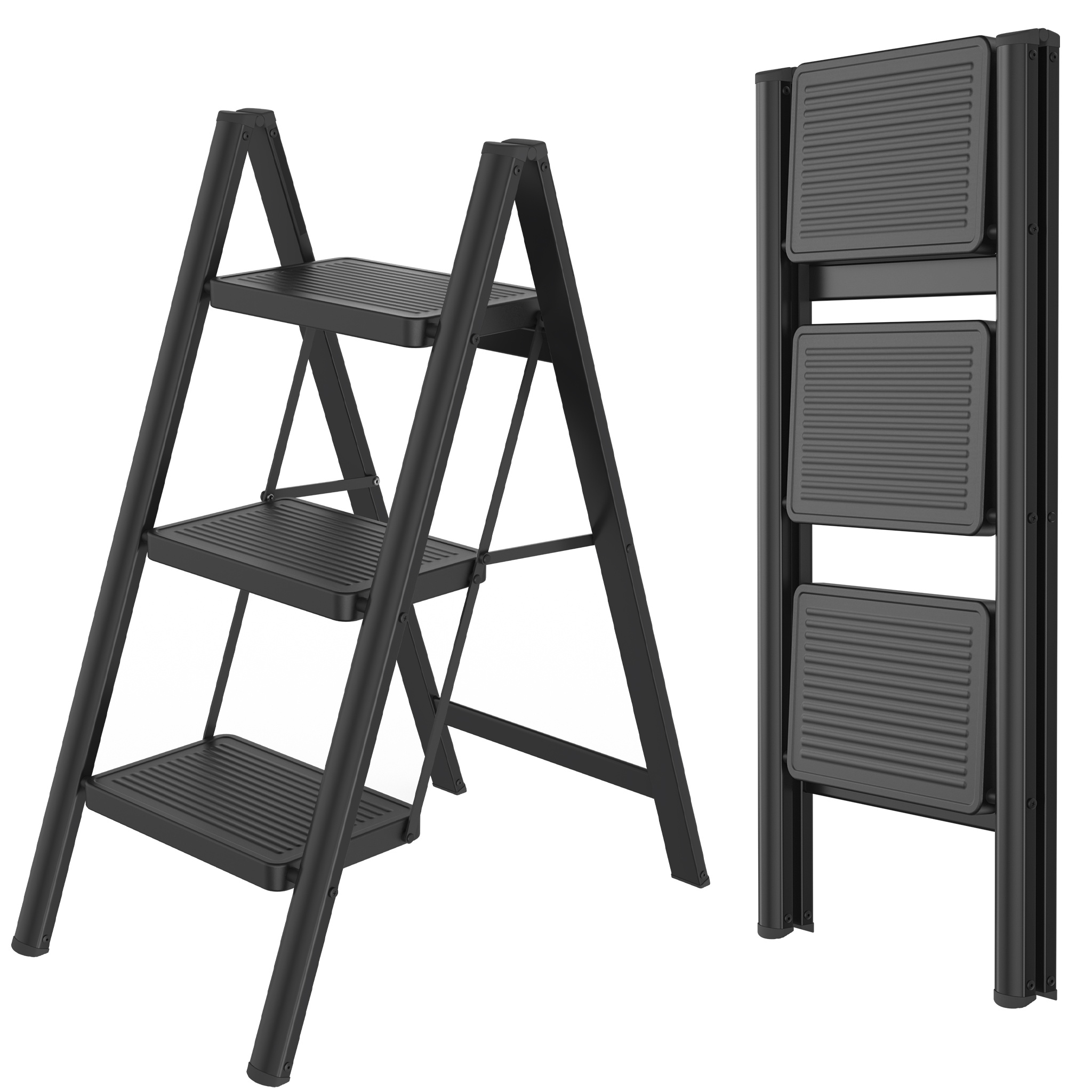 E-shop Steckleiter 2/3/4 Stufen, Eisenleiter mit breitem rutschfestem Pedal, Haushaltsleiter, Multifunktions-Stufenstuhl, einfach zu lagern,