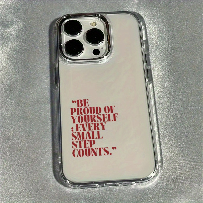 TEMU Phone Case - Metal Frame Minimalist Red Personalized English Pattern Phone Case, Suitable For Iphone 17 16 15 14 13 12 Pro Series, Perfect Gift