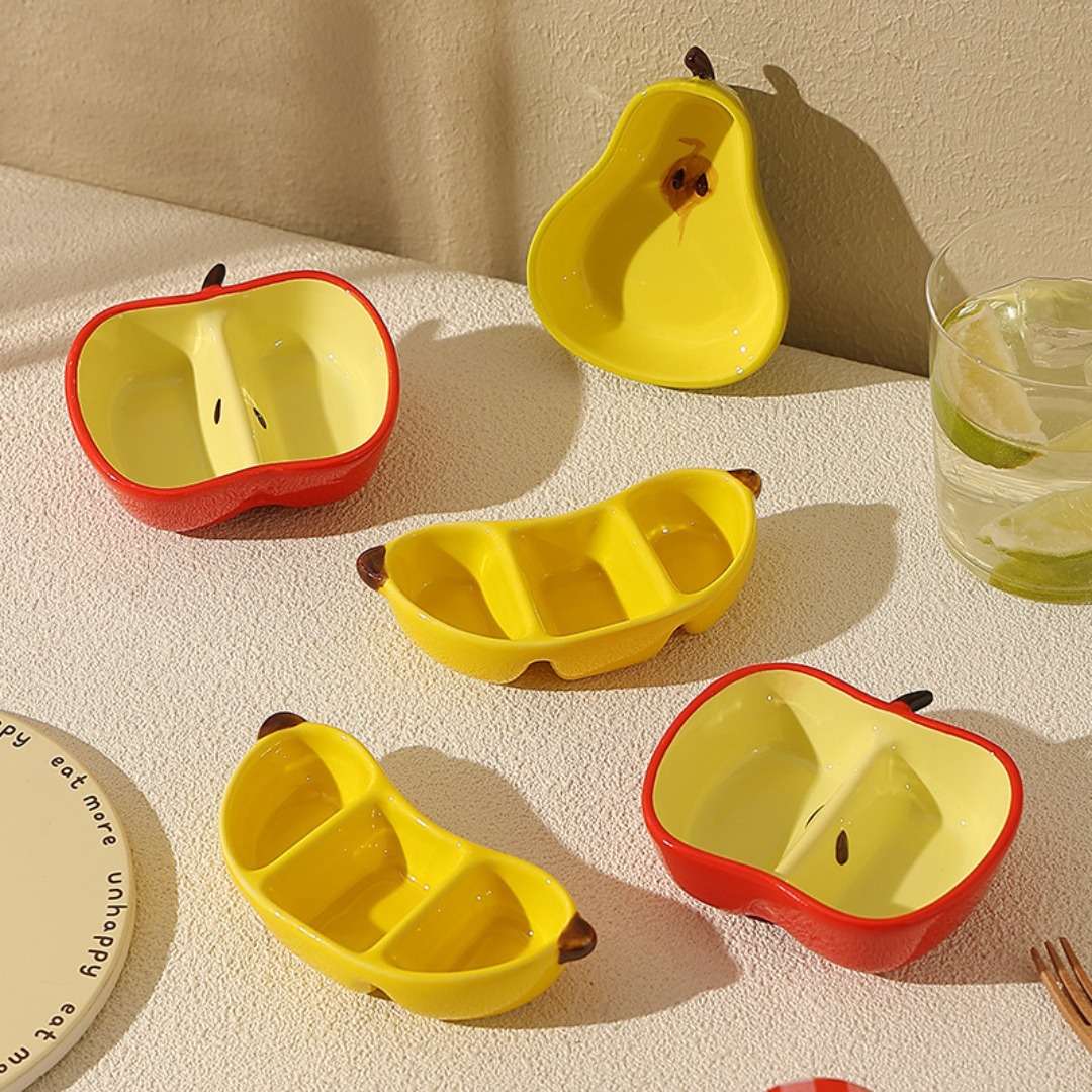 1pc ceramic fruit shaped dipping plate vibrant yellow   high quality small dish for snacks appetizers and condiments   home use Product details 0