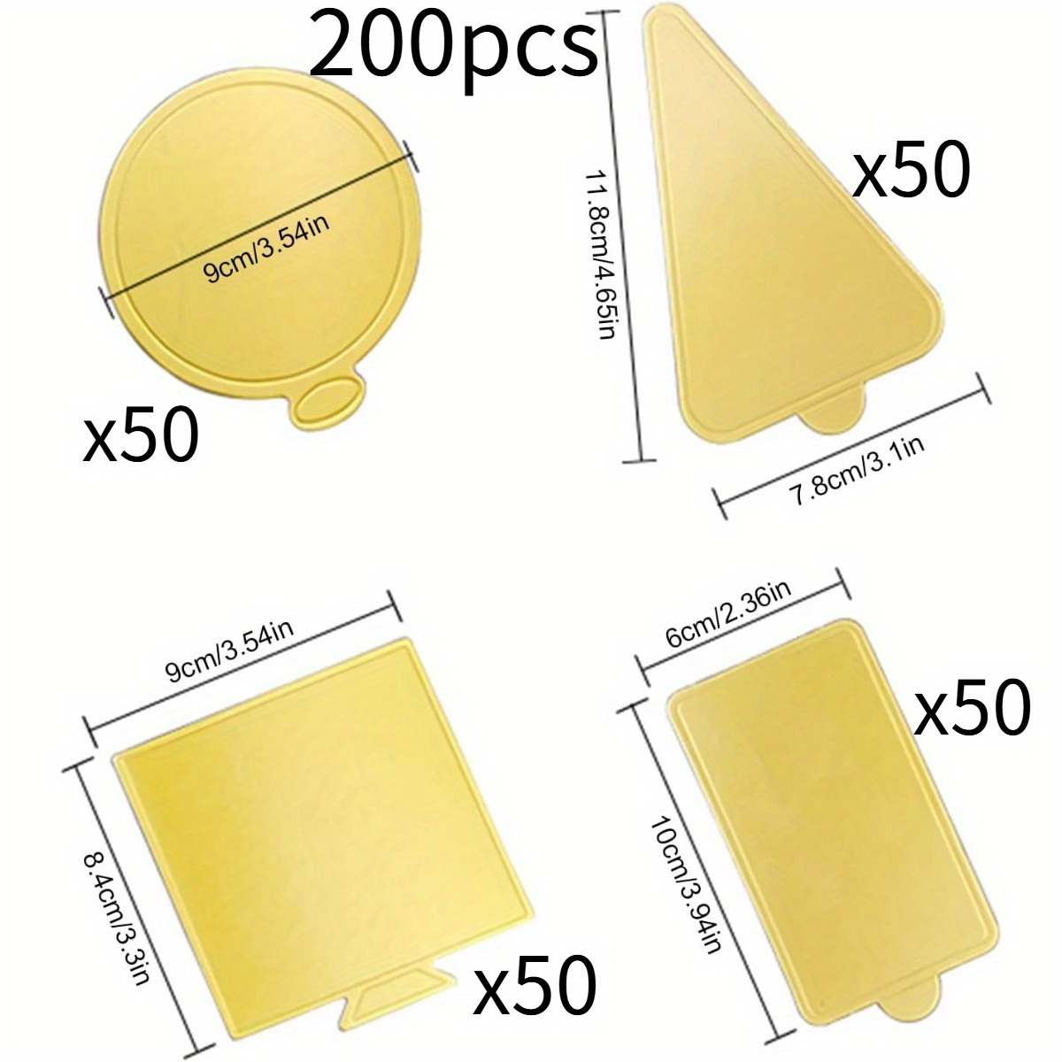 Image of 200pcs Cardboard Cake Bases, Golden Cake Plate Mousse Cake Boards Dessert Board Base Cake Paper Plates Cupcake Dessert Displays Tray For Wedding Birthday Party Pastry Decoration