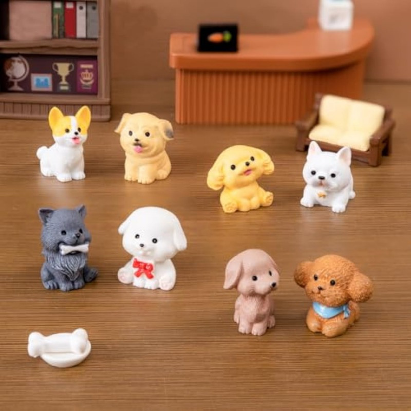 

12pcs Miniature Dog Figurines Set - Cute Cartoon Resin Puppies For Diy Crafts, Car Decor, Birthday & Christmas Gifts