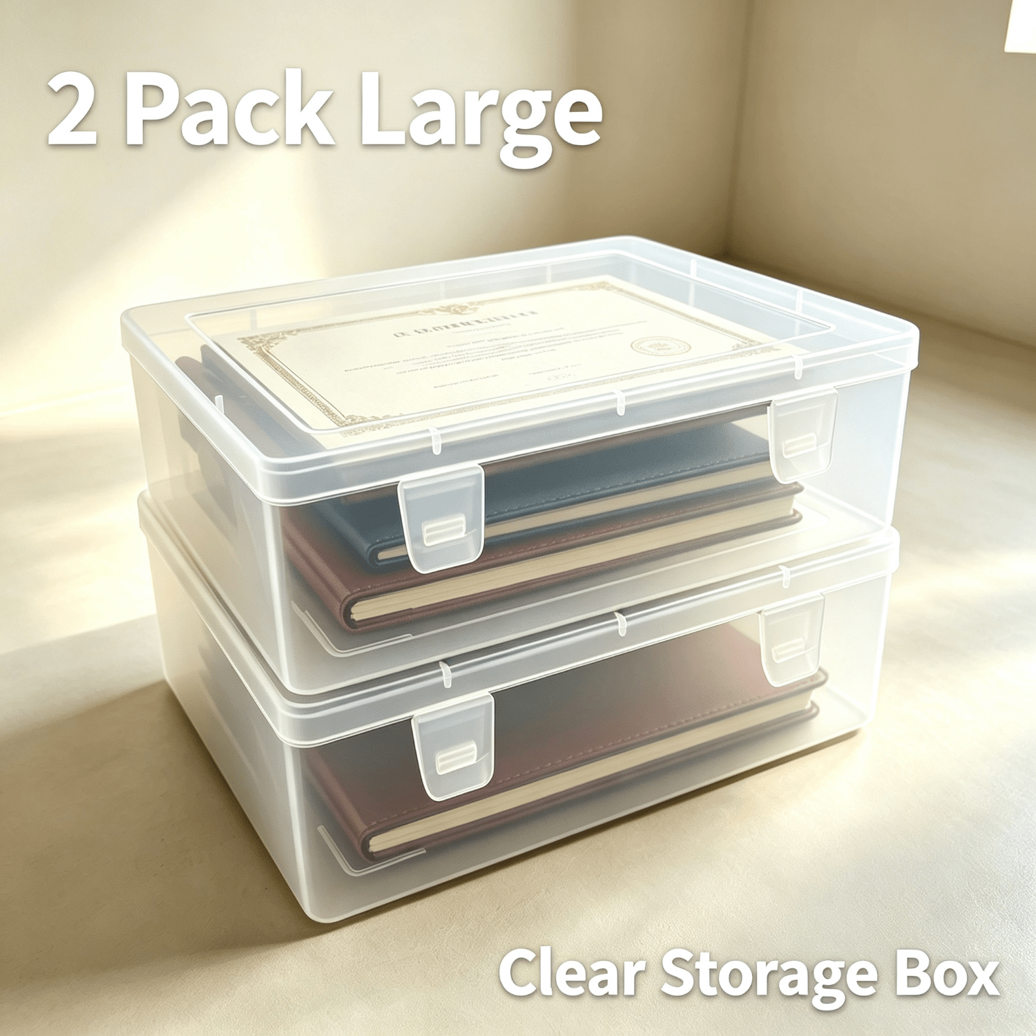 TEMU 2pcs A5 Thickened Large Size Transparent Plastic Storage Box (22cm X 17.6cm X 6cm), Large Capacity Stackable Desktop Organizer, Space-saving
