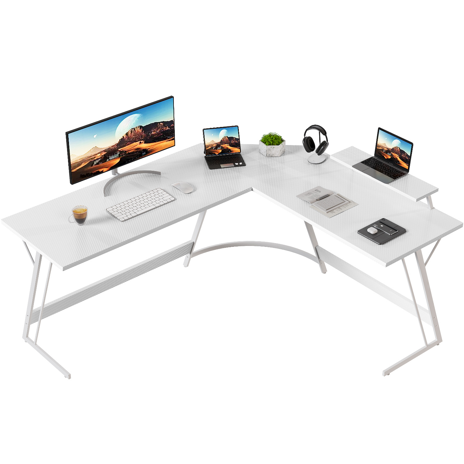 Devoko L-shaped Gaming Desk - 120x120 Cm Desk Suitable For Gaming, Studying, And Working - And Durable Build