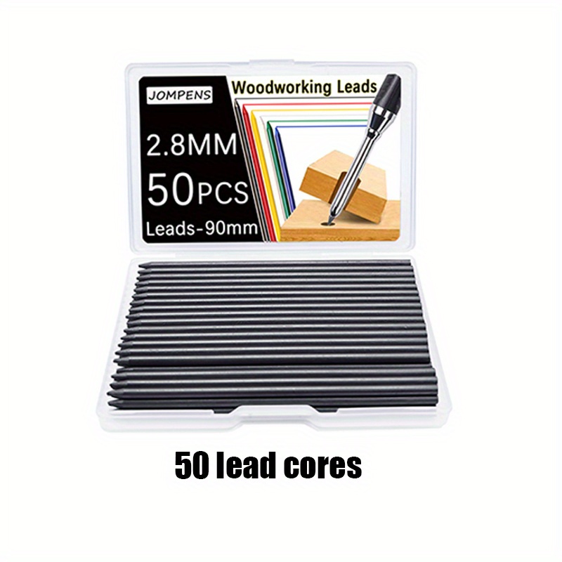 Image of 50pcs/set High-quality Large Capacity 2.8mm Automatic Pencil Lead, Reliable And /yellow/red Pencil Lead, Very Suitable For Carpenters And Construction Workers To Use