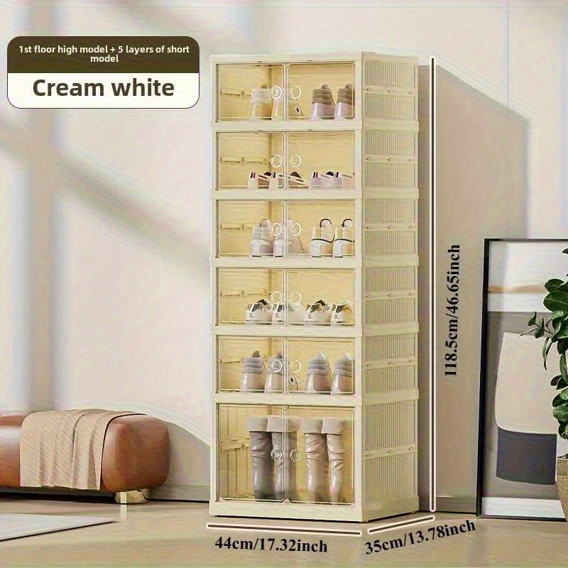 6-tier Space Foldable Shoe Rack - 12 Pairs Of Stackable Storage Racks, Wardrobe And Small Space Transparent Storage Boxes, Magnetic Closure, Shoe Storage, Foldable, Shoe Rack, Storage, Small Space