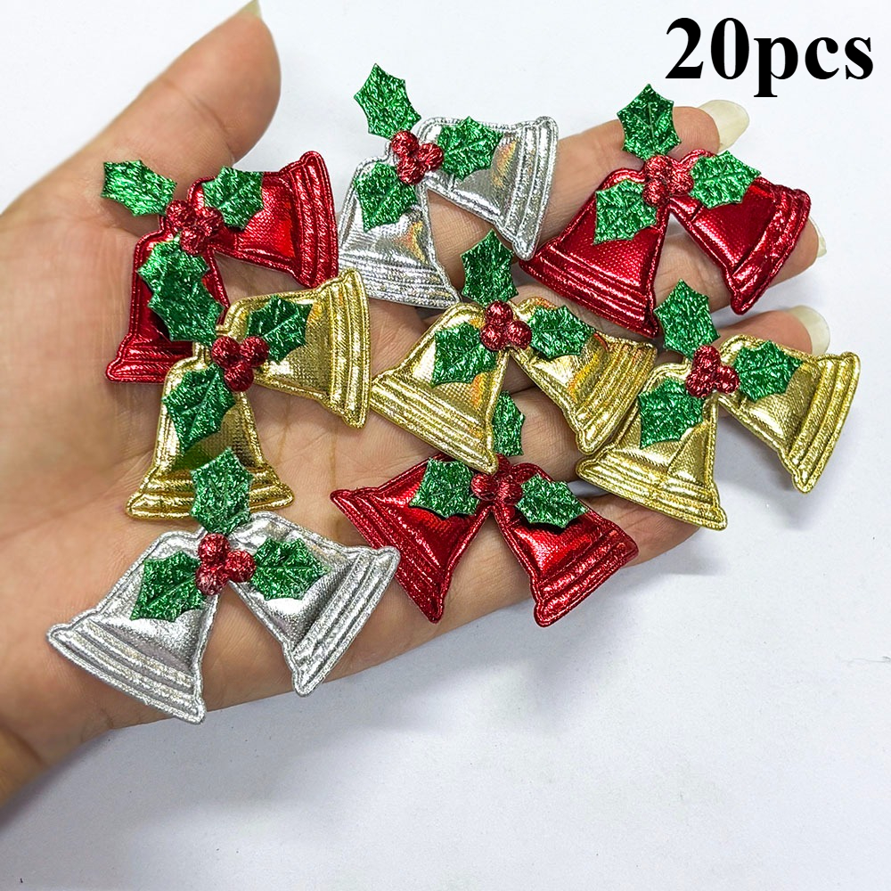 TEMU 20pcs 5.8cm/4.4cm Christmas Decoration Party Double Bell Handicraft Gift Decoration Handmade Patch Random Color