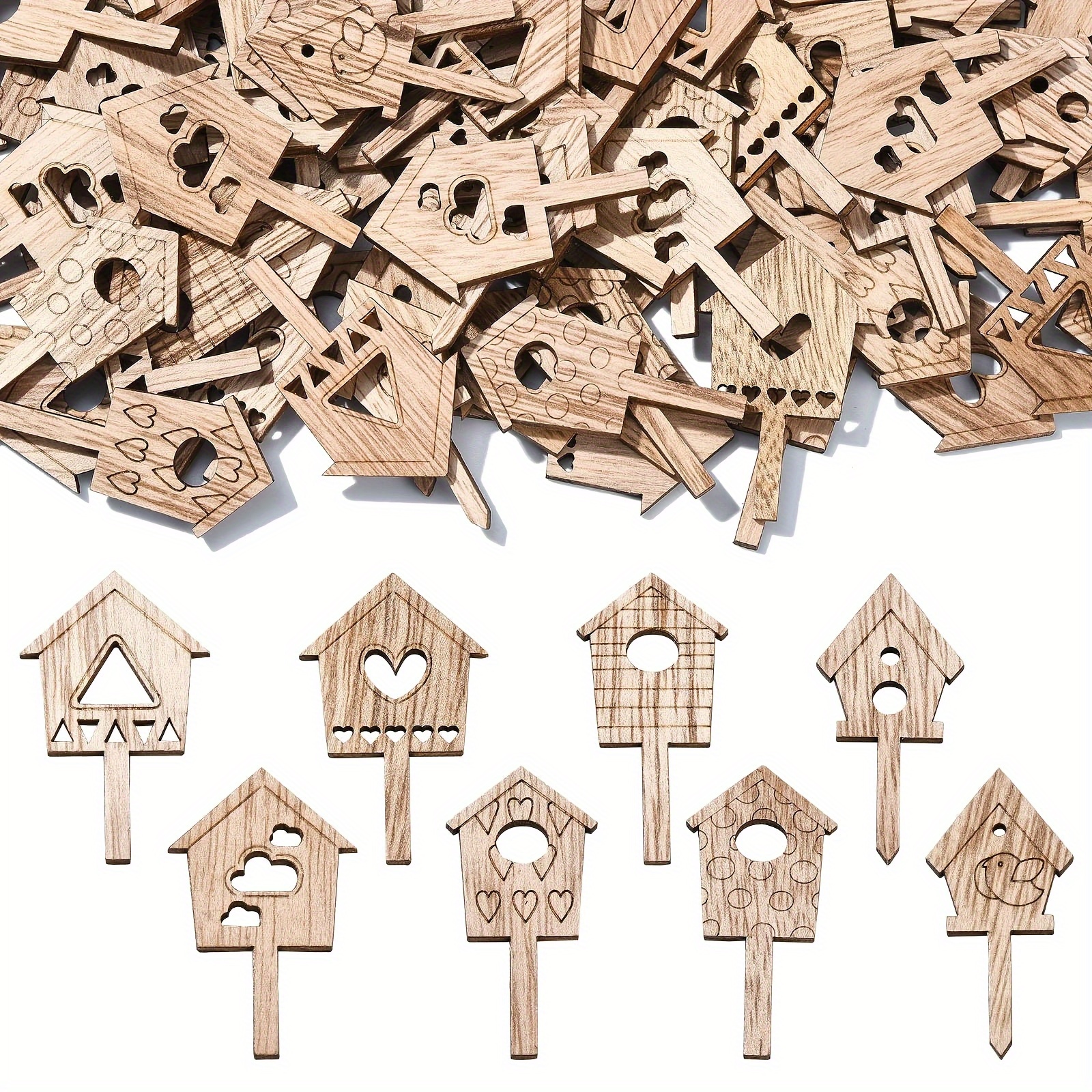 16pcs of unfinished wooden cards mini wooden doodle painting crafts party decorations suitable for home decor holiday parties weddings valentines day gardens backyards and porch decorations