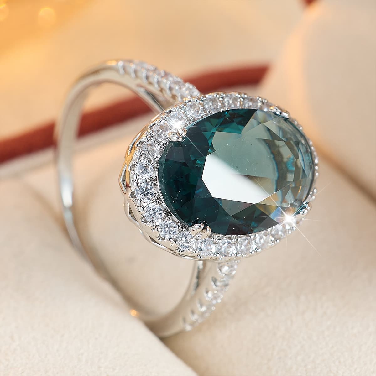 Women's Vintage Oval Zirconia Ring, Unique Design