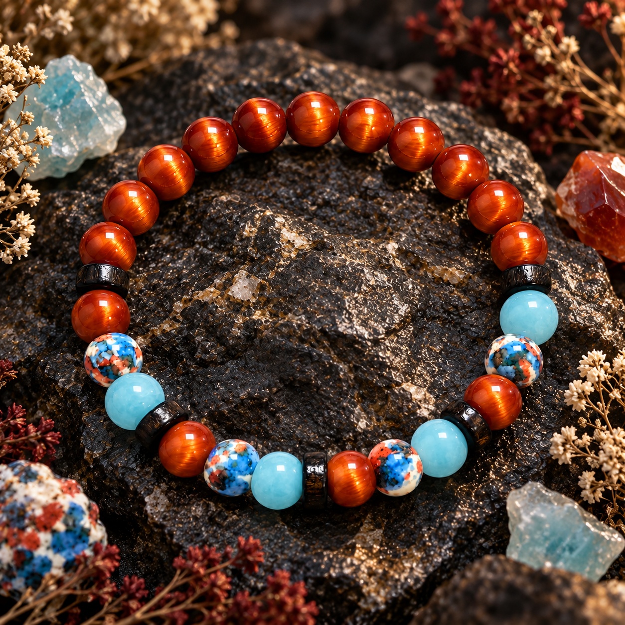 Wealth-Attracting Handmade Tiger's Eye Beaded Bracelet