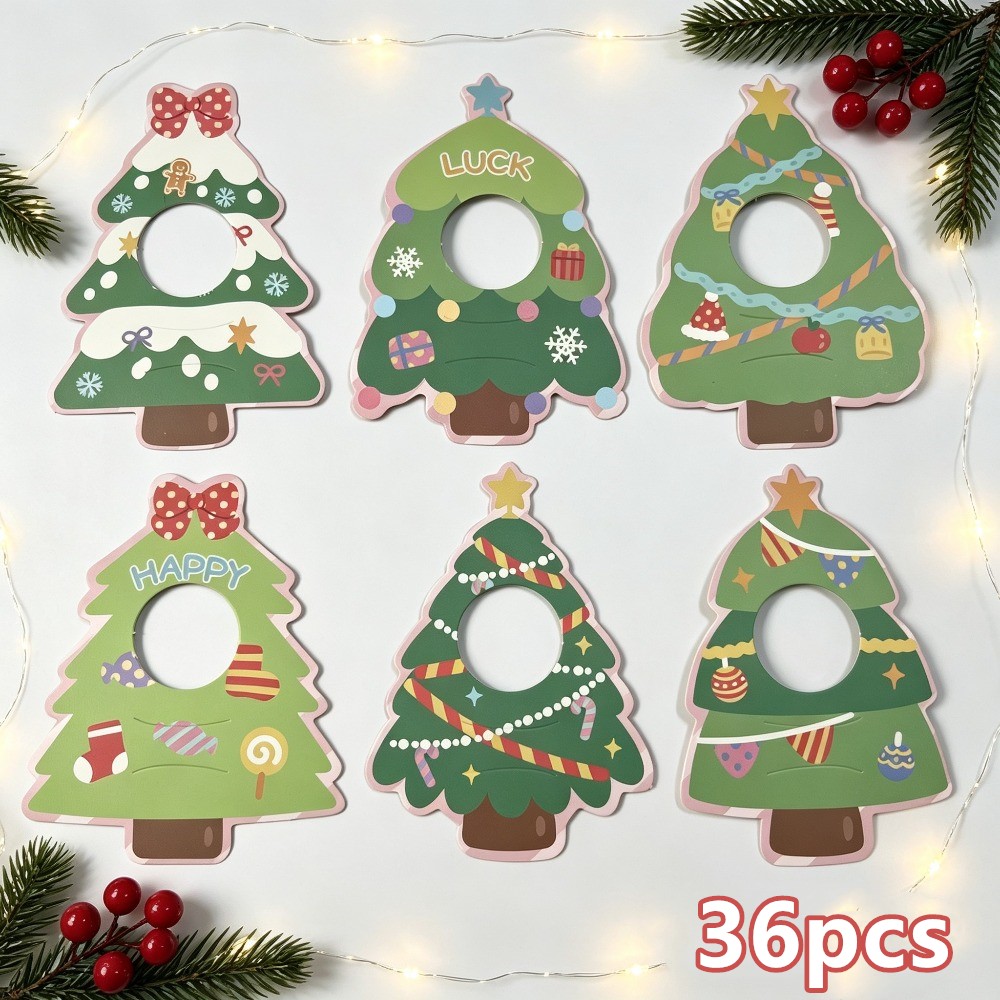 TEMU Paquete de 36 tarjetas soporte para con forma de árbol y decoración de conchas - Decoraciones de papel multicolor para dulces, adecuadas para